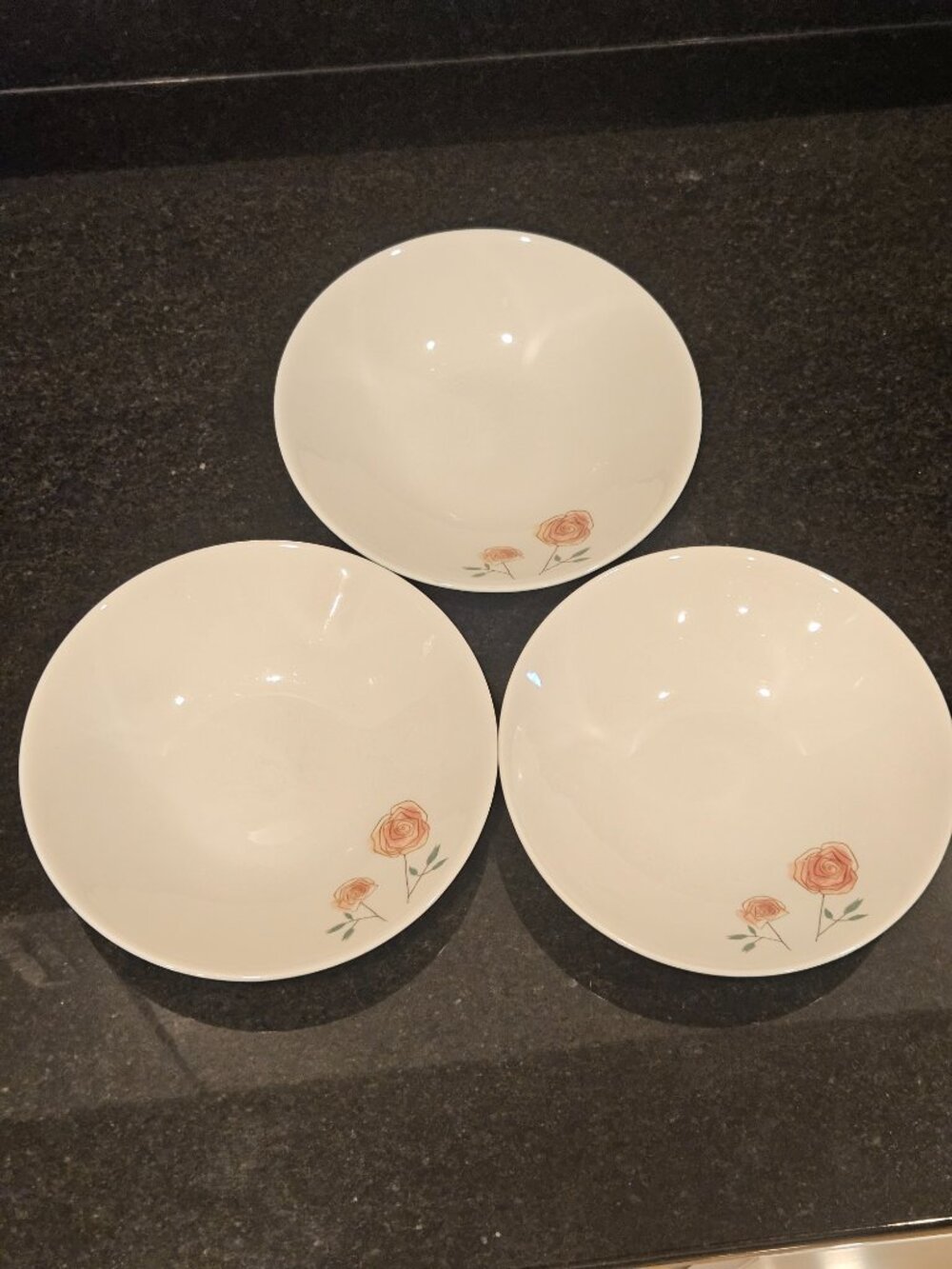 Mid Century Modern Rosemary 3 8" Bowls by Ben Siebel for Iroquois True China